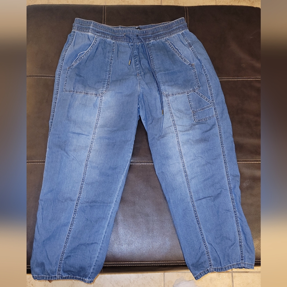 One 5 One Blue Striped Cropped Jeans Very Comfy